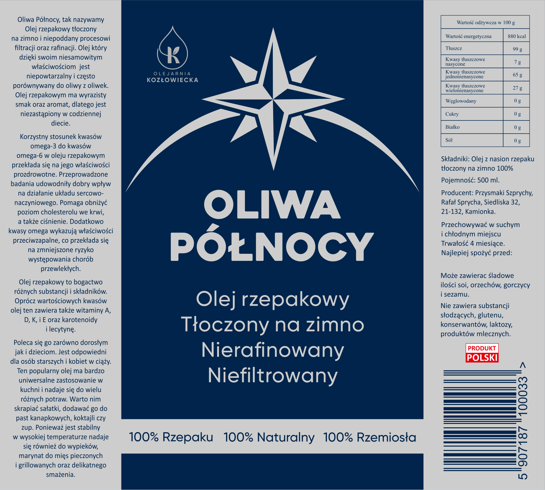 Olej tłoczony na zimno rzepakowy - obrazek 2